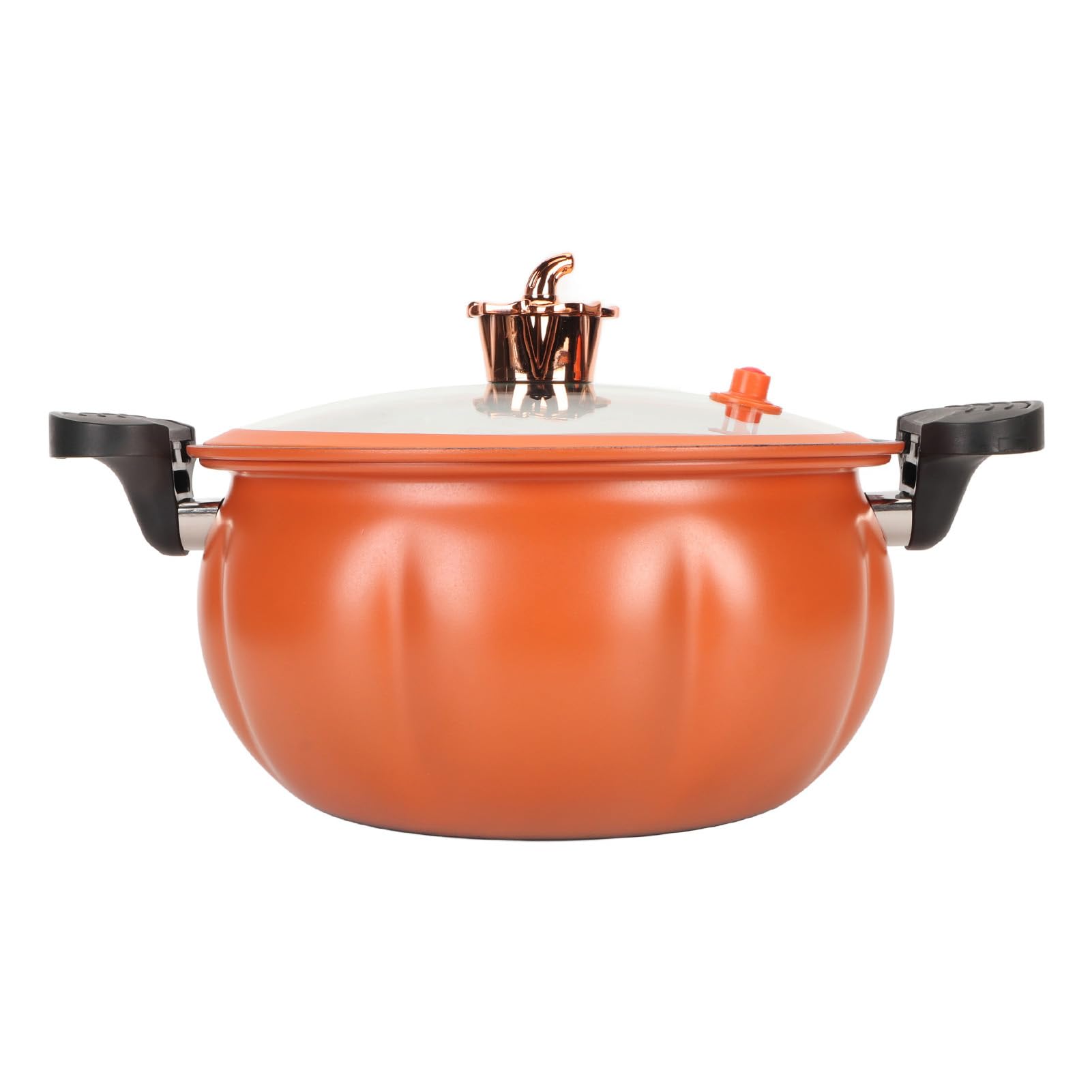 Pumpkin-Shaped 8L Micro Pressure Cooker – Non-Stick Pot With Clear Lid, Fast & Even Cooking For Home, Dorm, Or Apartment (Orange)