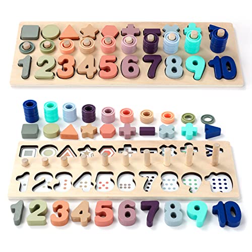 Toddler Montessori Toys Teaches Number, Counting, Math, Stacking Fun