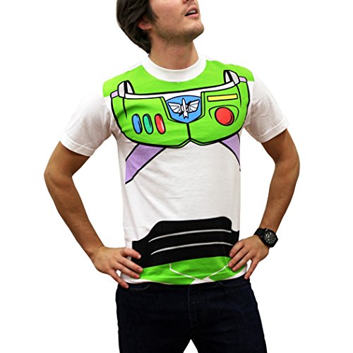 Toy Story Buzz Lightyear and Woody Costume T-Shirt (Buzz, White, X-Large)