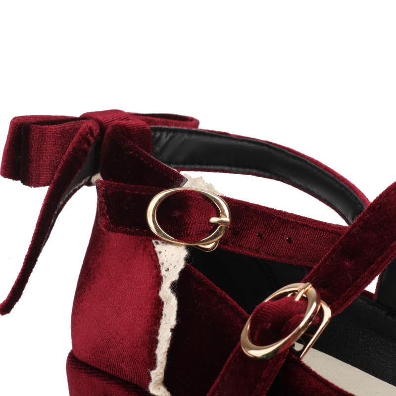 Elbslutt Womens Goth Mary Jane Shoes Platform Kawaii Cosplay Girls Lolita Shoes Round Toe Buckle Strap Chunky Wedge Heel Bow Lace Y2k Ankle Strap Dress Pumps Shoes Oxfords3