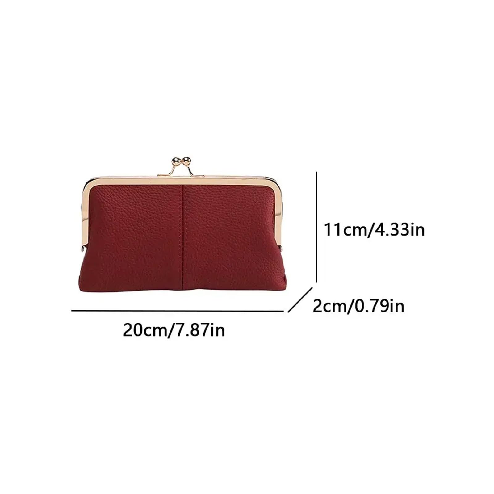 Cartera de Cuero Genuino con Cierre de Beso, Cartera de Mano de Gran Capacidad con Doble Clip, Tarjetero Largo, Cartera de Viaje, Bolsa de Cambio de Moneda enmarcada | Black