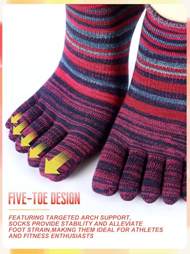 Image of Fourluoo 3 /6 Pairs Women Toe Socks Cotton Breathable Ankle Five Toe Socks for Men Women Athletic Running