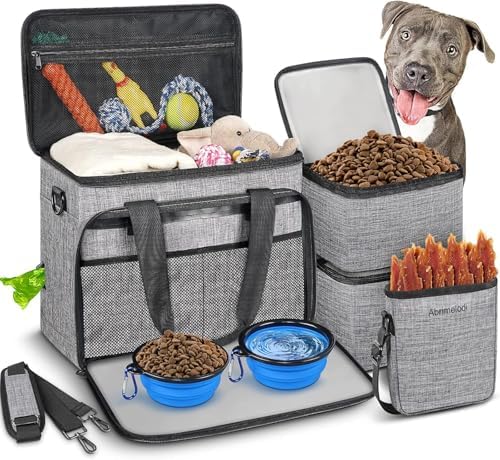 6 Set Dog Travel Bag, Large Pet Travel Kit for Supplies Includes ...