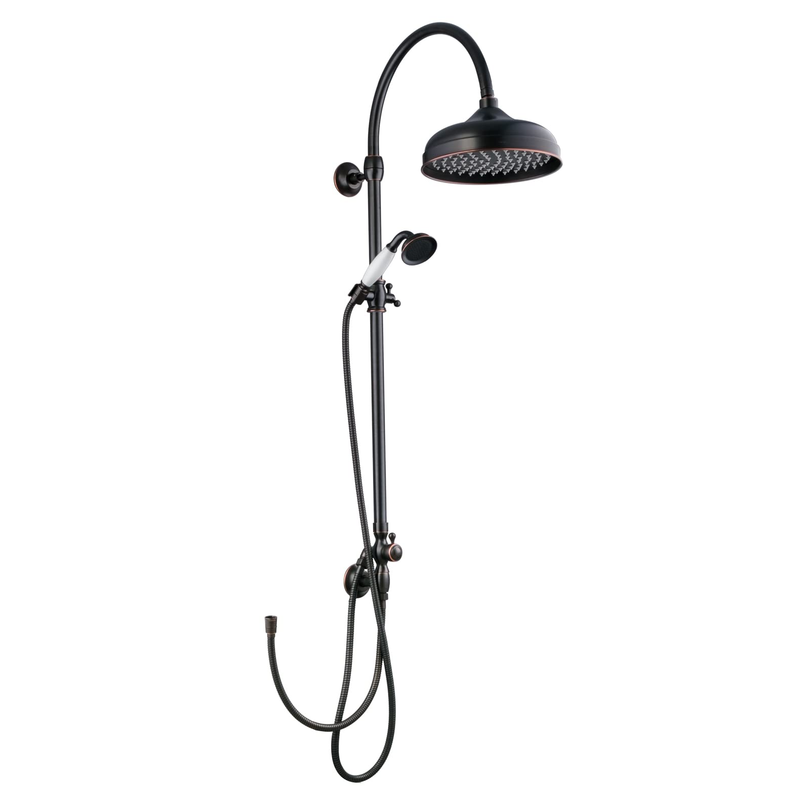 Sistema de Ducha Retro Negro Latón Macizo Cabezal 25 cm Ducha de Mano Montaje en Pared