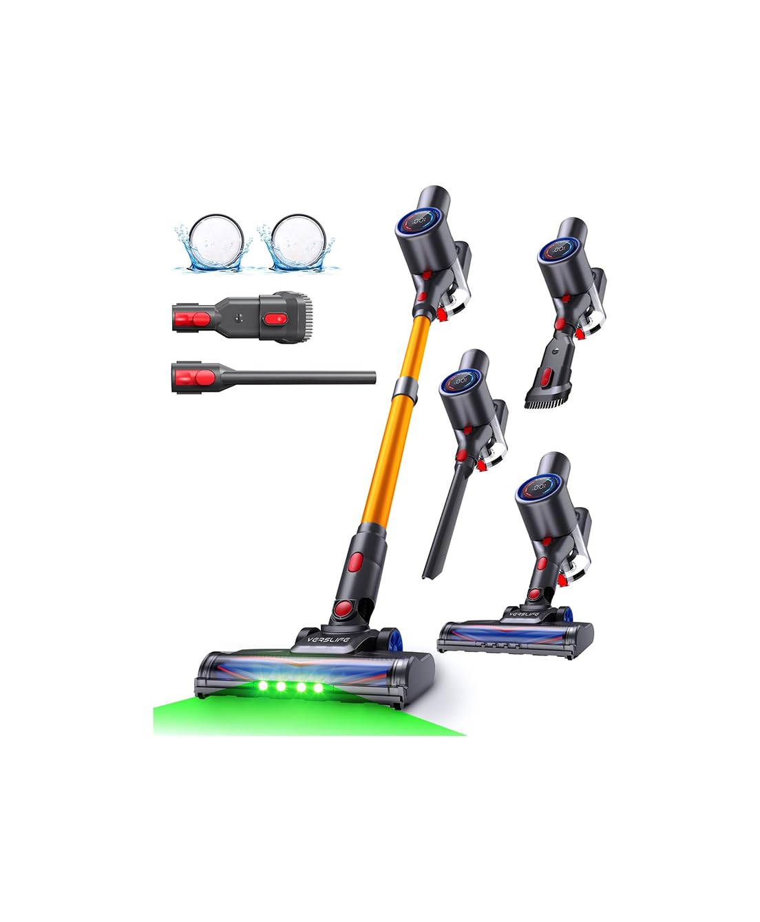 Z8PRO Aspirateur Balai sans Fil, 45Kpa 500W 65Min LED,6 en 1