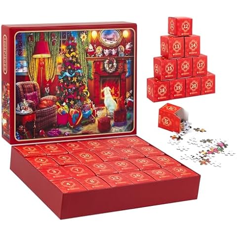 AMEITECH Advent Calendar Puzzles 2024 for Adults Kids, 1008 Piece Christmas Countdown Calendar Jigsaw Puzzle, Family Funny Christmas Game Holiday Dog Puzzle Cover
