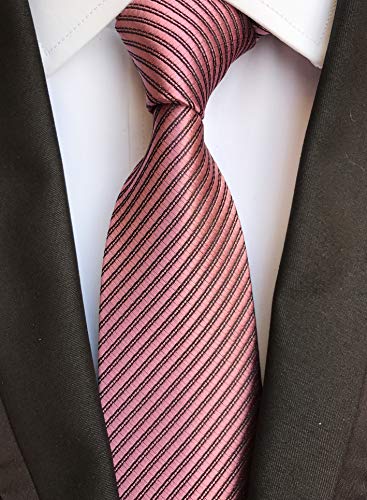 Image of Elfeves Men's Modern Striped Patterned Formal Ties College Daily Woven Neckties