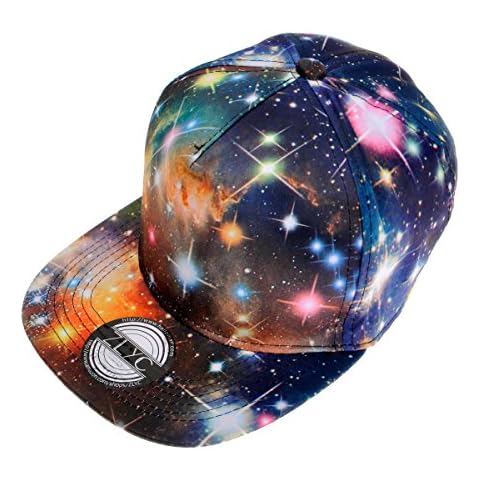 ZLYC New Starry Galaxy Sky Neon Pattern Flatbill Snapback Adjust Baseball Hat(Black) Cover