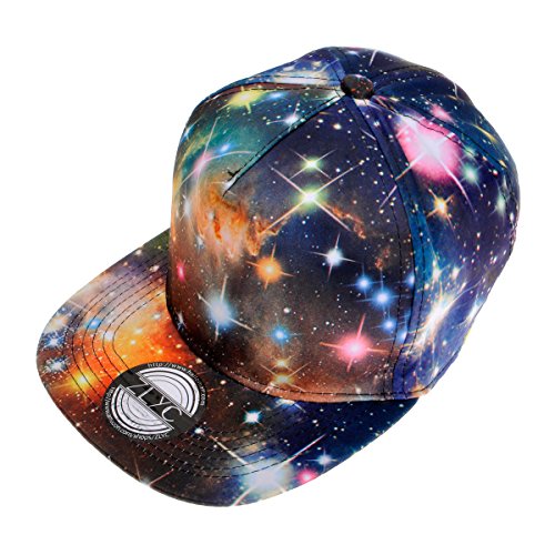 ZLYC Casquette de Baseball réglable avec visière et Motif Galaxie, Ciel étoilé - Noir -