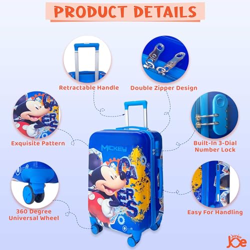 Image of ABS Hard Shell 8 Wheels 24 Inches 360 Degree Rolling Trolley Suitcase for Kids (Luggage-8), Blue, Small