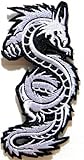 White Chinese Japanese Dragon Lucky Animal Tattoo Biker Rider Jacket Vest Patch Sew Iron on Embroidered Badge Custom By Luk99