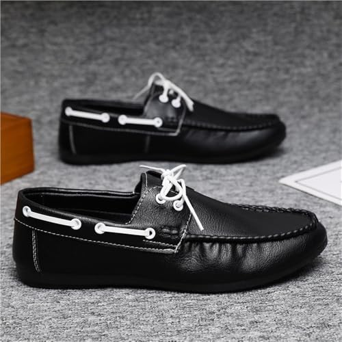 Fashion Men Loafers Shoes Faux Leather Casual Solid Color Anti-Slip Non Slip Rubber Sole Block Heel Low Top Shoe Slip-on4