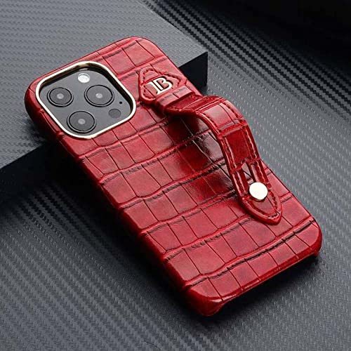 Étui en cuir de crocodile pour iPhone 13 pour un usage quotidien mains libres