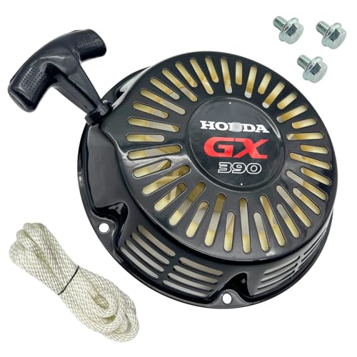 KINDZA Recoil Starter for Honda GX390 GX340 389 420 439 cc 11 13 hp Generator Replaces 28400-ZE3-W01ZB 28400-Z5T-305ZB Black with OEM Emblem GX390 Recoil Starter Bolts and Rope
