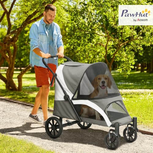 PawHut Hundewagen Klappbar für Mittelgroße Hunde & Katzen 25 kg Dunkelgrau