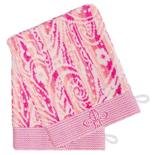 France LuxeBody French-Style Bath Mitt 2-Pack - Fleur Rose Multi/Pink