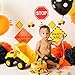 17 Pack Construction Vehicles Cake Toppers Set - Toy Road Sign, Tower, Digger, Cupcake Picks - Number 3 for Construction Theme Baby Shower, Kids 3rd Birthday Party Decorations Supplies
