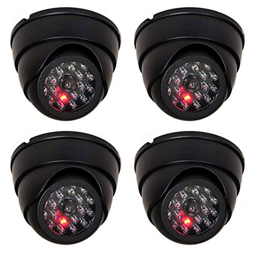 O&W Security 4 cámaras falsas con objetivo y LED intermitente para seguridad de mercancías para interiores y exteriores