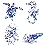 GORGECRAFT 4ピース 海の動物 ウィンドウデカール 静的なウミガメ ガラス スライドドアステッカー 防水 海の装飾 壁/寝室/バスルーム用デカール 鳥/犬/ペットの衝突防止