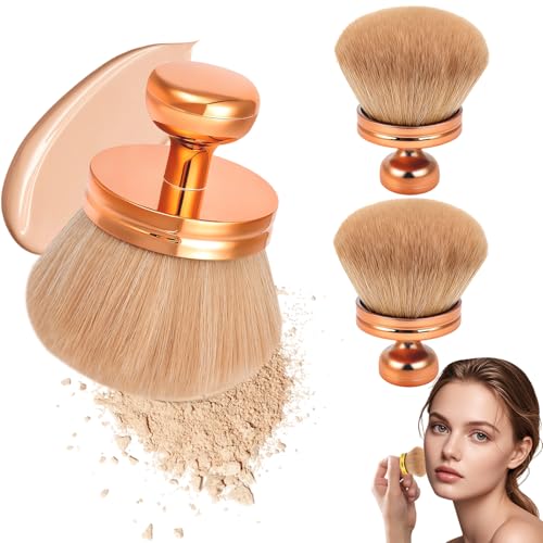 2 pinceles grandes autobronceadores, 74 mm, cabeza ancha, brocha grande para polvo para cara y espalda, brocha de maquillaje para crema de base (oro rosa)
