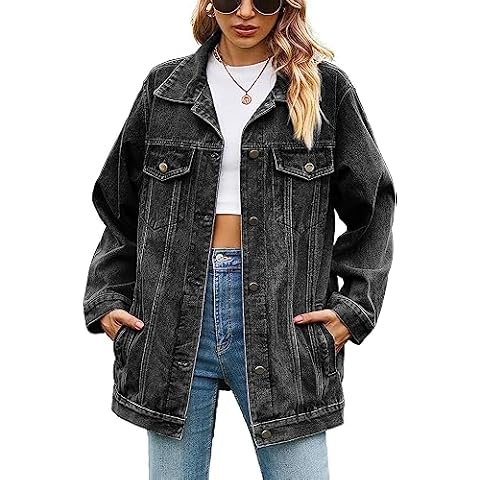 Lazutom Women's Mid Long Denim Jacket Cover