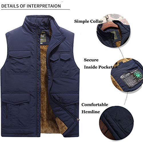 image for Flygo Men's Winter Warm Outdoor Padded Puffer Vest Thick Fleece Lined 