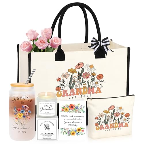 JoycuFF New Grandma Gifts First Time, Promoted to Grandma Est 2025 Grandmas Gift for New Nana Gigi Mimi 1st Time Grandmother Gift