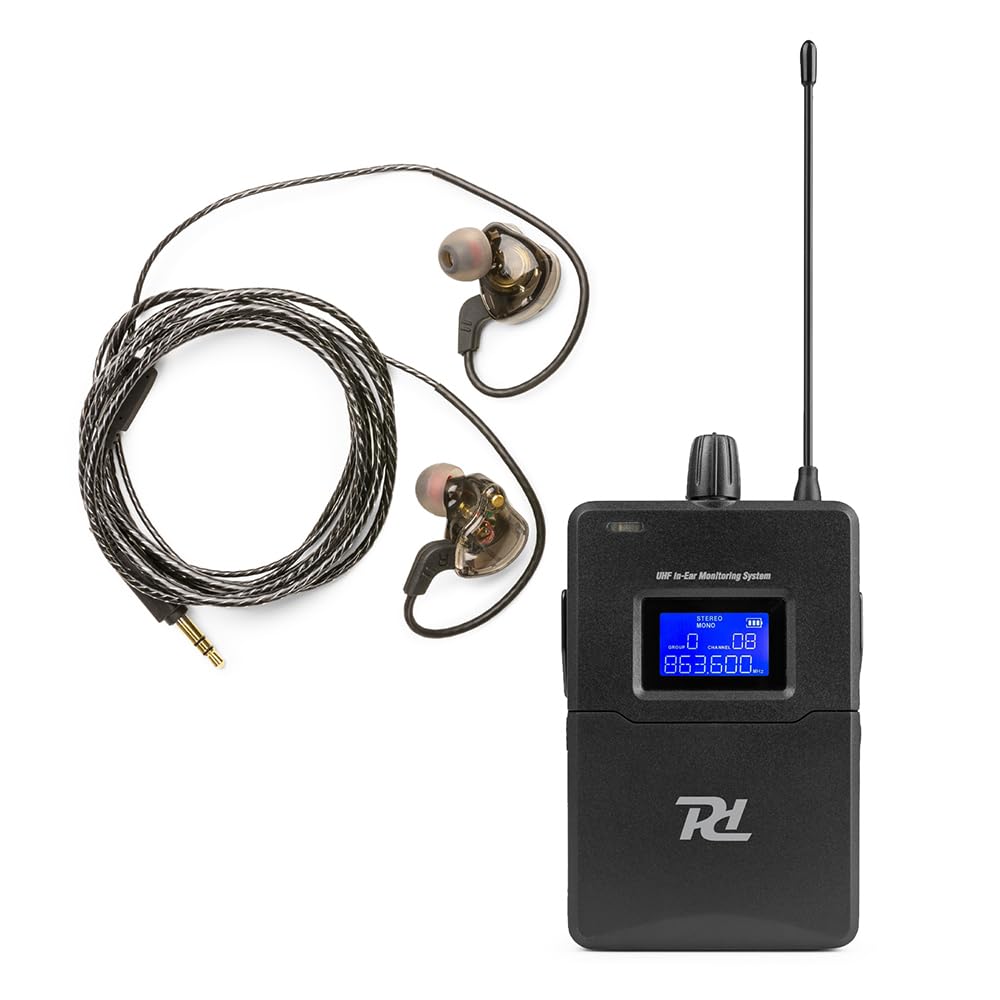 Power Dynamics PD810R – UHF In-Ear Monitor Bodypack Empfänger mit LCD, Ohrhörer, 15 Kanälen, Lock-Funktion, 6,35 mm Ausgang, 60m Reichweite für Bühne, Studio und Live-Auftritte