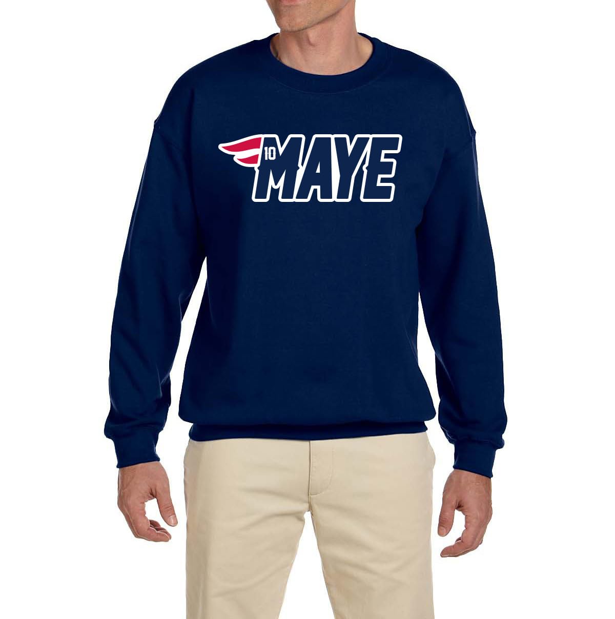Navy New England Drake Maye Logo Crew Neck Sweatshirt