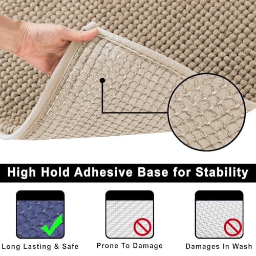 Image of LUXEHOME International Microfibre Chenille Contour Bath Mat for Bathroom, Anti Slip Super Absorbent Quick Dry Washable Bathroom Mats, Solid (Beige 47x47cm) Pack of 1