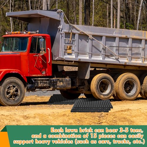 Image of 5 Pcs Ground Protection Mats, Interlocking Black 23.6 x 23.6 in