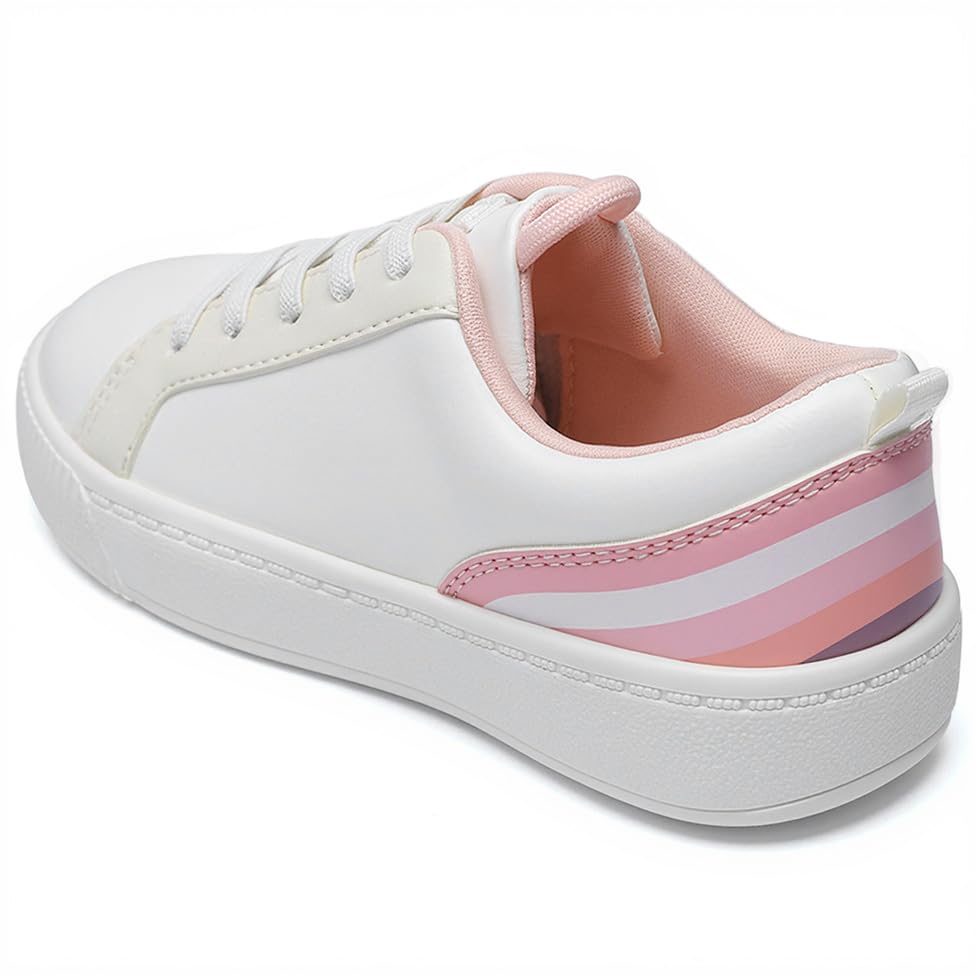 HOMEHOT Girls Sneaker Slip on Shoes for Girls White (Toddler/Little Kid/Big Kid) 5