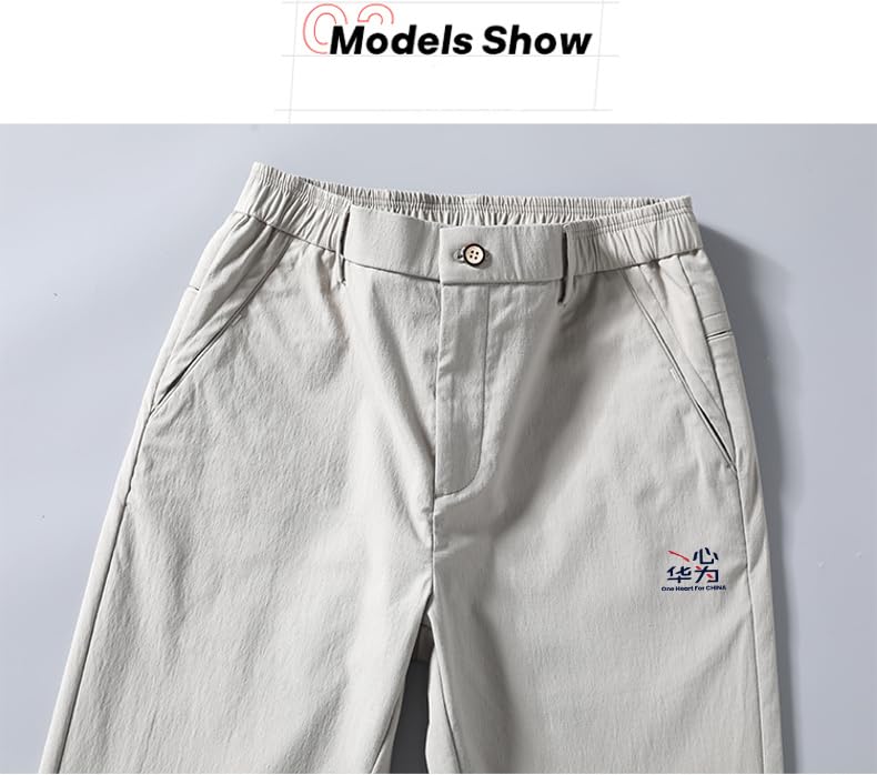 Mens Elastic Waist Pants Breathable Summer Adaptive Pants for Elderly with Zipper and Button2