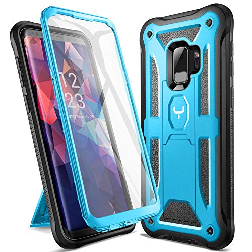 YOUMAKER Designed for Galaxy S9 Case, Heavy Duty Protection Kickstand with Built-in Screen Protector Shockproof Case Cover for Samsung Galaxy S9 5.8 inch (2018 Release) - Blue