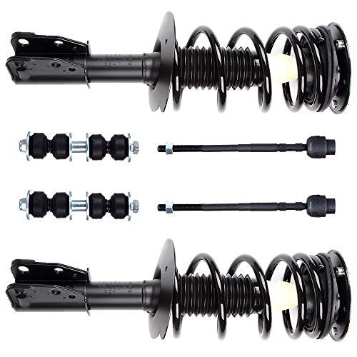 cciyu Complete Suspension Kit Fits 2000 2001 2002 2003 2004 2005 for Chevrolet Cavalier Includes Front Strut Spring Assembly Stabilizer Bar Link Kit Tie Rod End