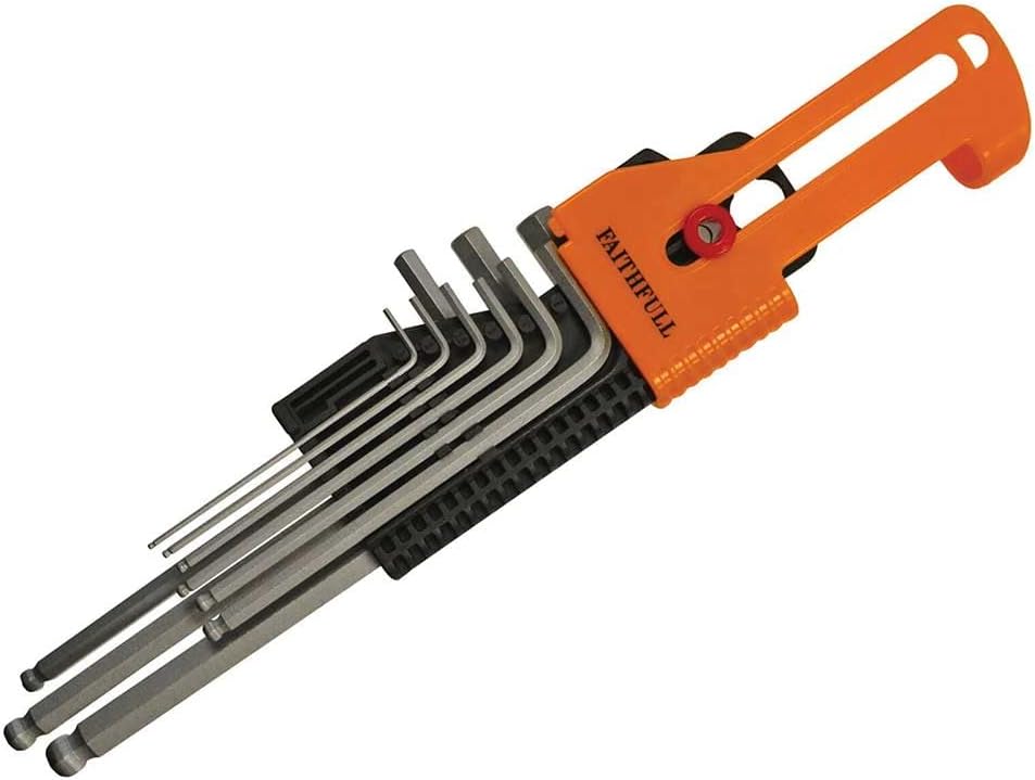 Faithfull Long Arm Ball End Hex Key Set, 9 Piece (1.5-10mm)