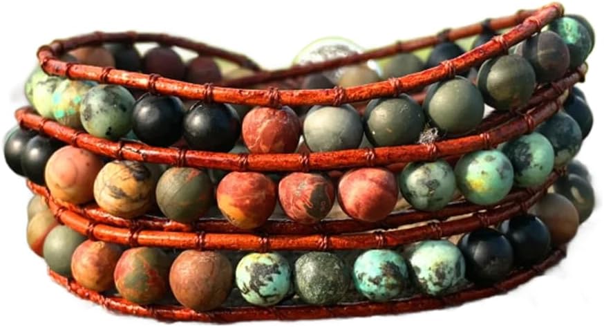 YGLINE Natural Stone Wrap Bracelet for Women Boho Bracelets Healing Crystal Beaded Bracelet Adjustable 3/5 Wraps Bracelet Handmade Birthday Gifts for Women