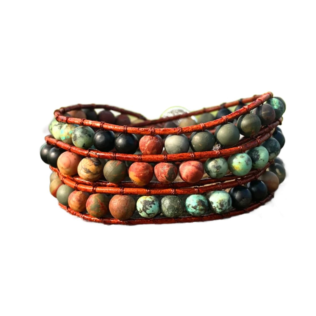 Natural Stone Wrap Bracelet for Women Boho Bracelets Healing Crystal Beaded Bracelet Adjustable 3/5 Wraps Bracelet Handmade Birthday Gifts for Women