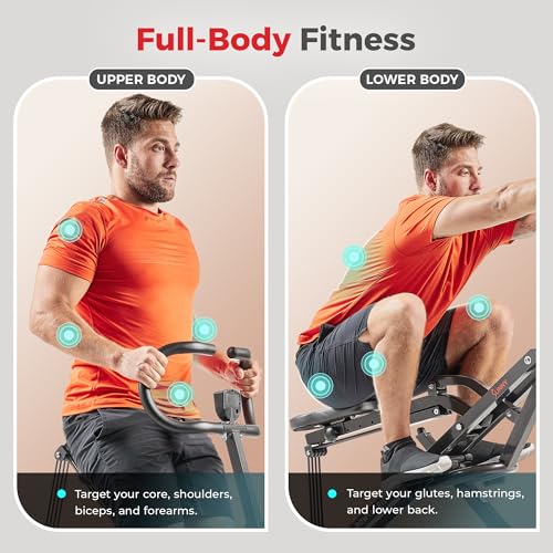 Image of Sunny Health & Fitness Row-N-Ride Squat Machines, Adjustable Resistance and Seating /Handle for Home Glutes Training, SunnyFit App Access Included