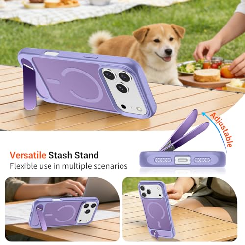 Image of SUPFINE Magnetic for iPhone 17 Pro Max Case Translucent Matte Phone Cover | (Built-in Invisible Kickstand)(Compatible with MagSafe)(Military Grade Drop Protection) Lavender Purple