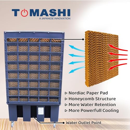 Image of TOMASHI THAR 150 PLUS 2026 Air Cooler|115L Water Tank|32mm Heat Sink Motor|22 inch Air Circle|430w Power|Honeycomb Pad|Shockproof Rustproof PPS Body|170 Feet Airflow |Commercial Air Cooler