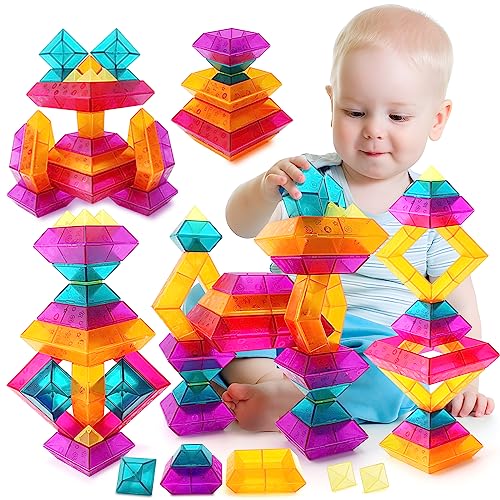 Blocks Building Toys For Toddlers 1-3 3-5, Pyramid Stacking Blocks Preschool Educational Toys For Ages 2 3 4 5 6 Boys & Girls Le