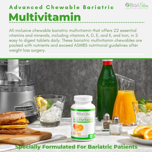 Barislim Advanced Chewable Bariatric Multivitamin With Iron - Bariatric Vitamin And Supplement For Post Bariatric Sleeve Surgery - Gastric Bypass And Sleeve - Vitamins A, D, E, And K | Orange #TOP2