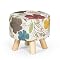 Asense Small Round Ottoman Footrest – Linen Upholstered Stool With Anti-Slip Legs