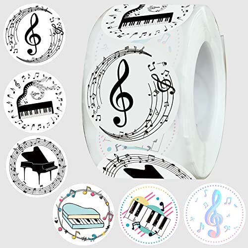 ATSMOICY 500PCS Piano Notes Stickers - Paper, Round, White, Classic,