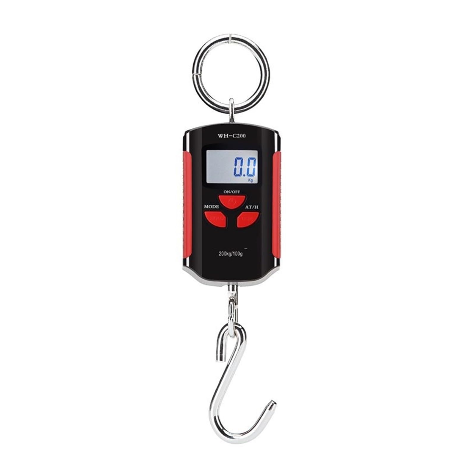 Przenośna Waga Dźwigowa 200kg 100g Mini Heavy Duty Elektroniczna Cyfrowa Hakowa Ze Stali Nierdzewnej LCD Pętla Wisząca CiężKi łAdunek(Red)