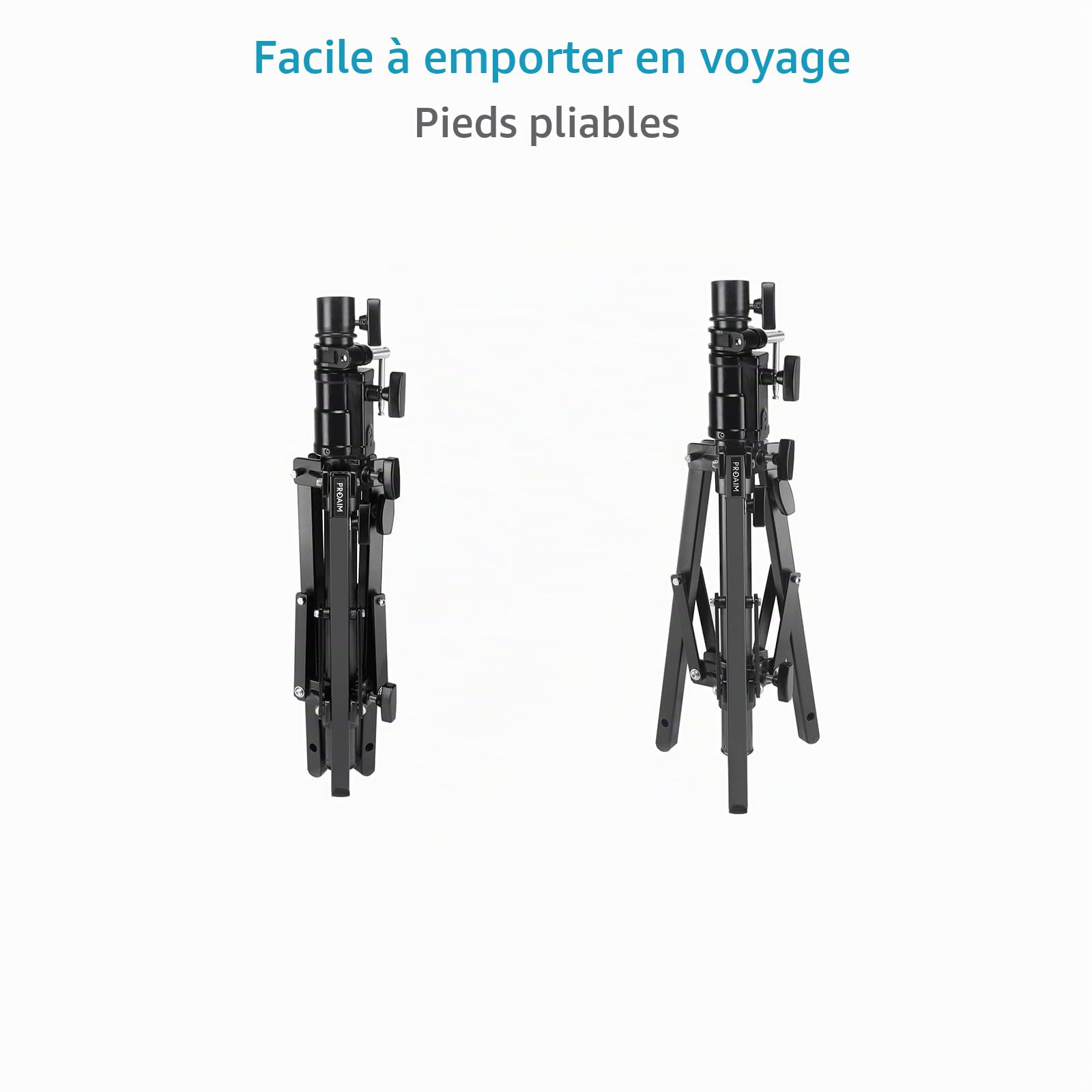 PROAIM Support Slider caméra 44", récepteur pin Junior, Charge 36 kg. | Hauteur réglable de 24,8 à 44 pouces ; structure acier et aluminium 2 sections ; base 31 pouces avec 2 pieds de nivellement.