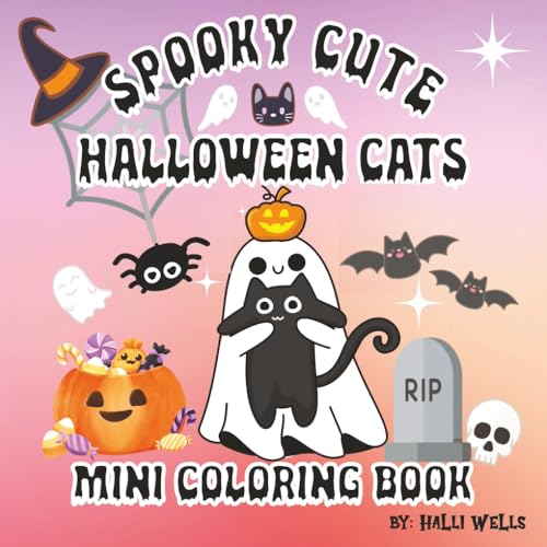 Spooky Cute Halloween Cats Mini Coloring Book: 6" X 6" Cozy & Easy Designs for Relaxation and Stress Relief image 2