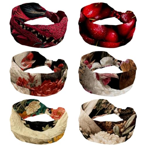 Bandeau élastique large femme imprimé cerise lot accessoires cheveux