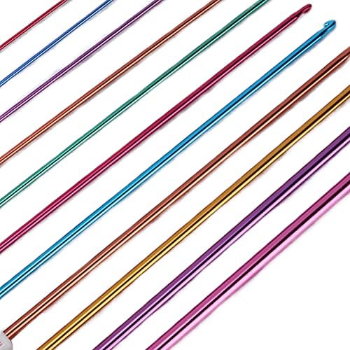 Jeanoko Crochet Hooks Multicolour Aluminum Set for Beginners Knitting Lovers, 11 Sizes 2.0mm-8.0mm, Durable and Smooth — view 4